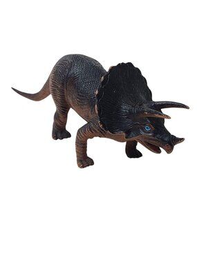 Triceratops Dinosaur Figure 1987 Brown Black Plastic Toy Vintage